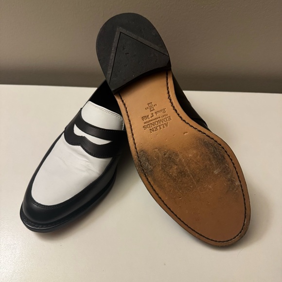 Allen Edmonds Black and White Randolph Penny Loafers - Picture 3 of 8
